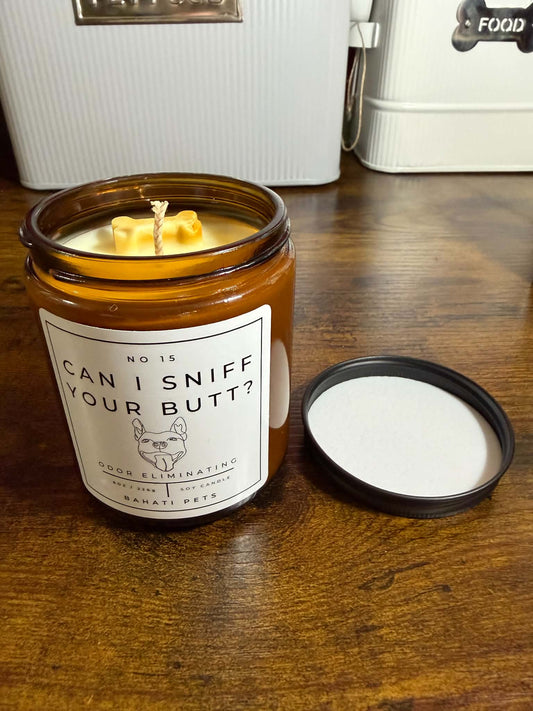 Odor Eliminating Candle: Can I Sniff Your Butt?